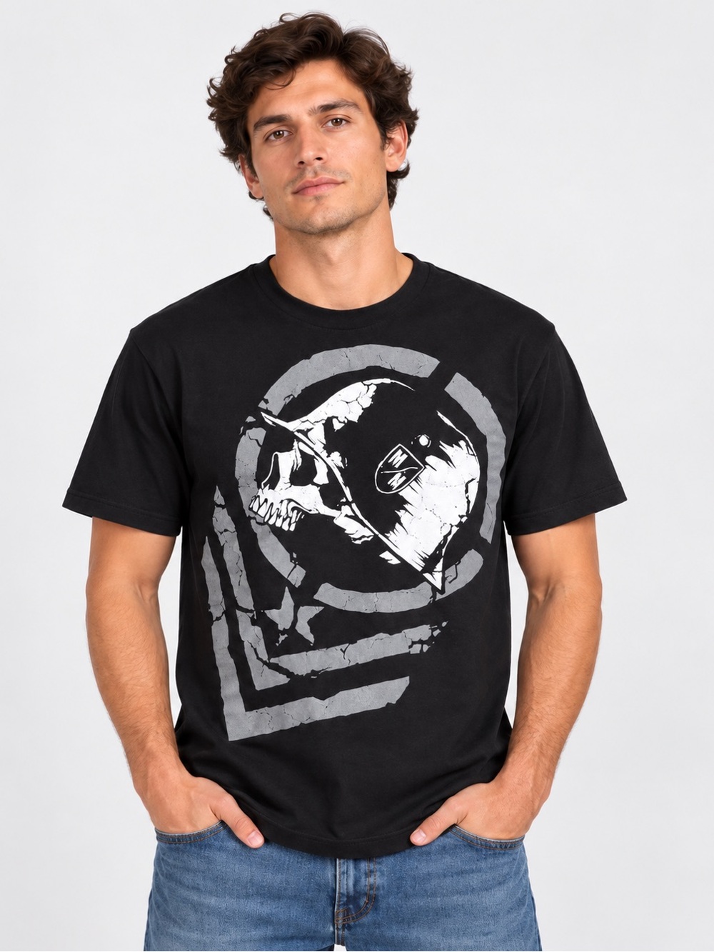 NEW! Metal Mulisha Skull Helmet Graphic Tee – Men’s Large Black